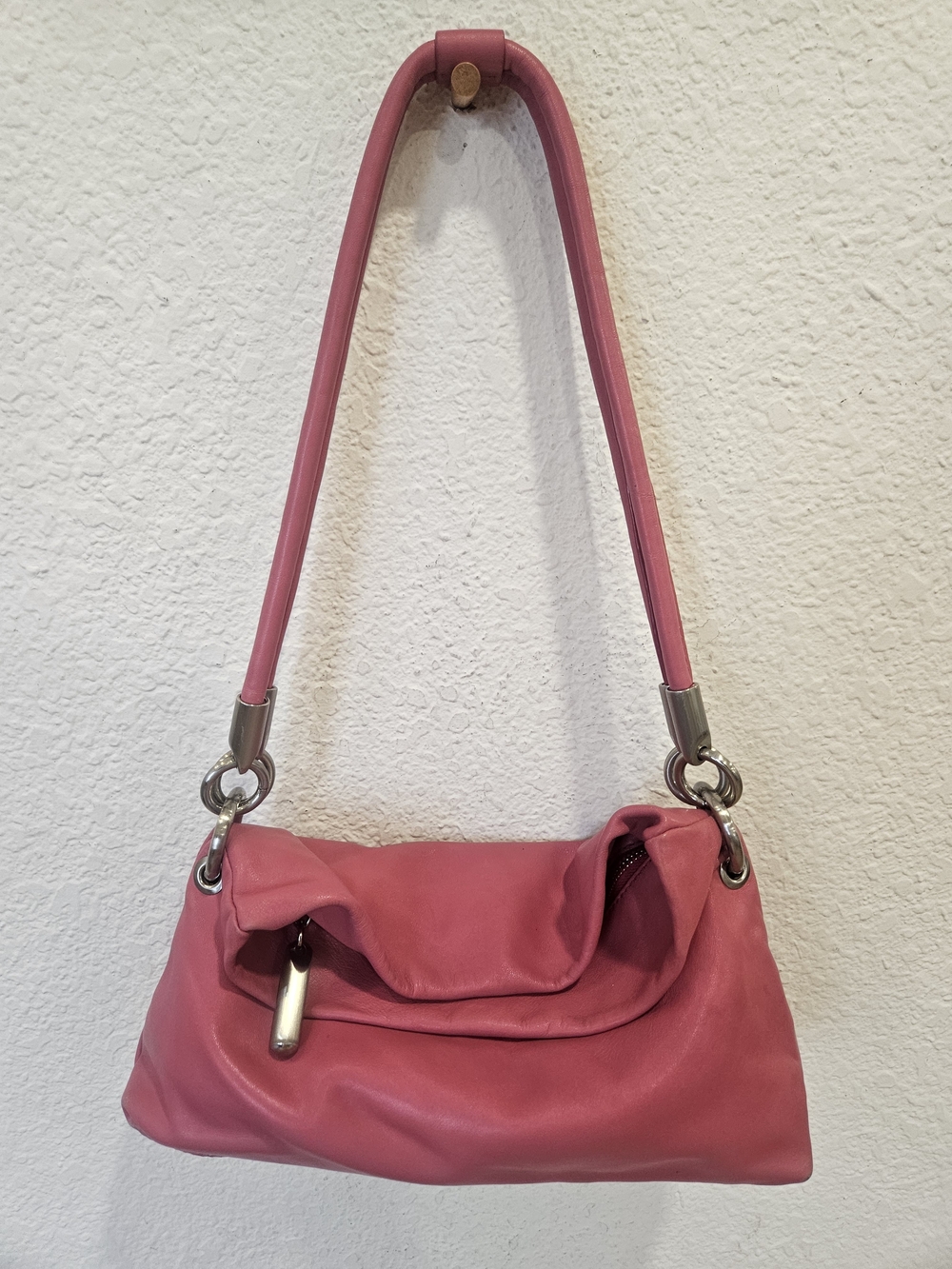 Vintage Banana Republic Slouchy Pink Leather Shoulder Bag Hobo Y2K
